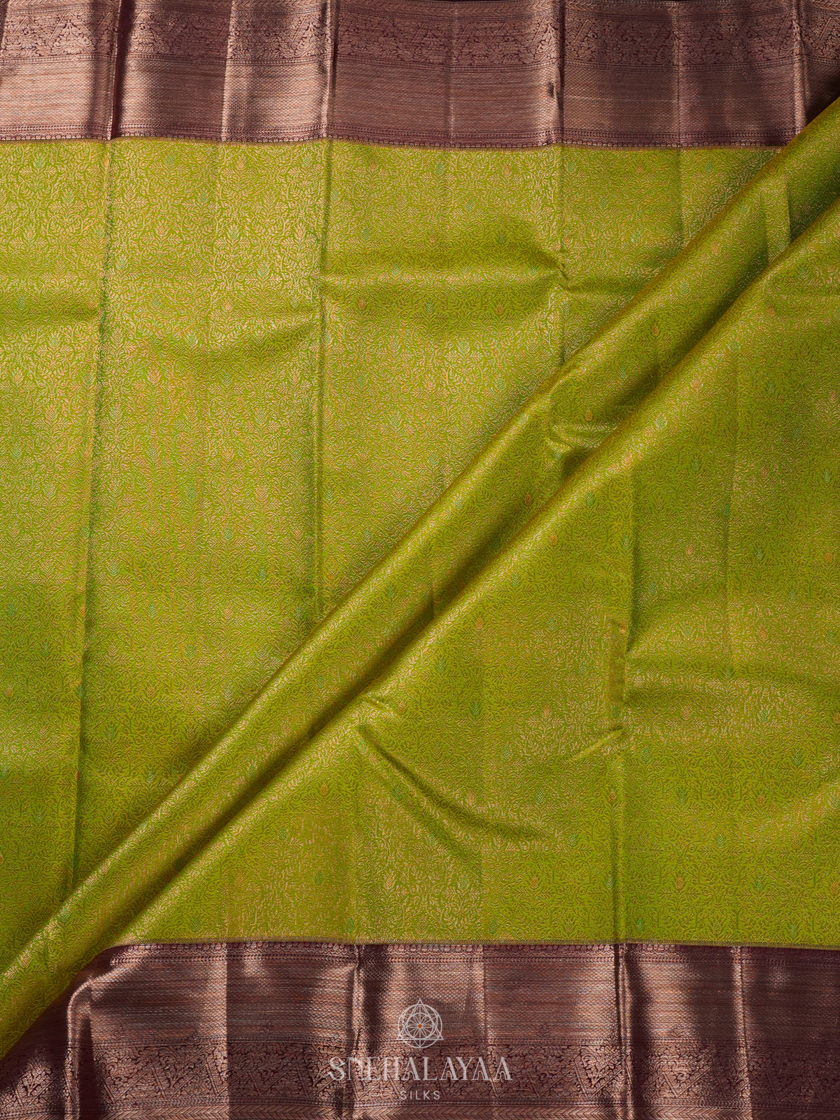 Lime Green Kanjivaram Silk Saree