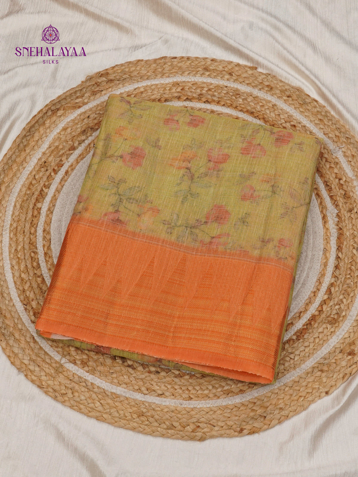 Pale Yellow Linen Tissue Saree