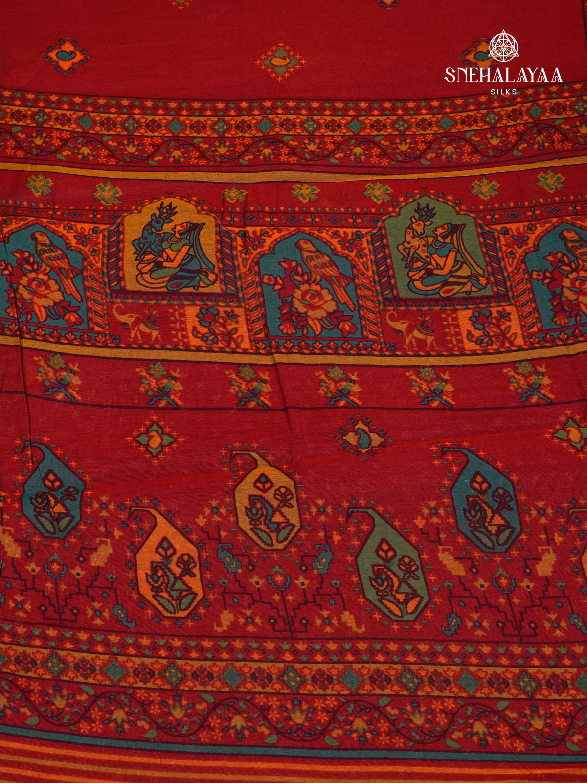 Ruby Red Chanderi Saree