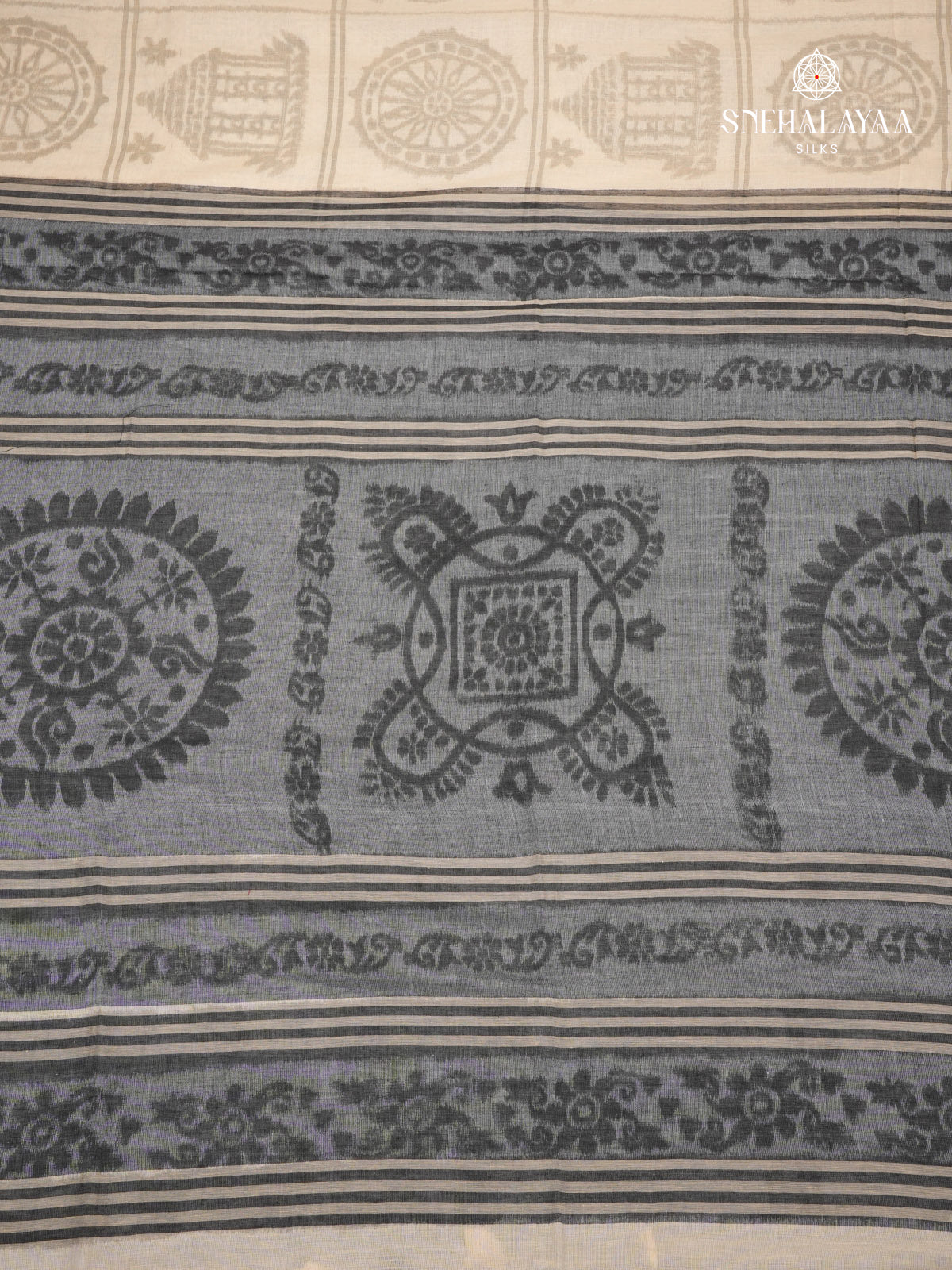 Beige Khadi Cotton Saree