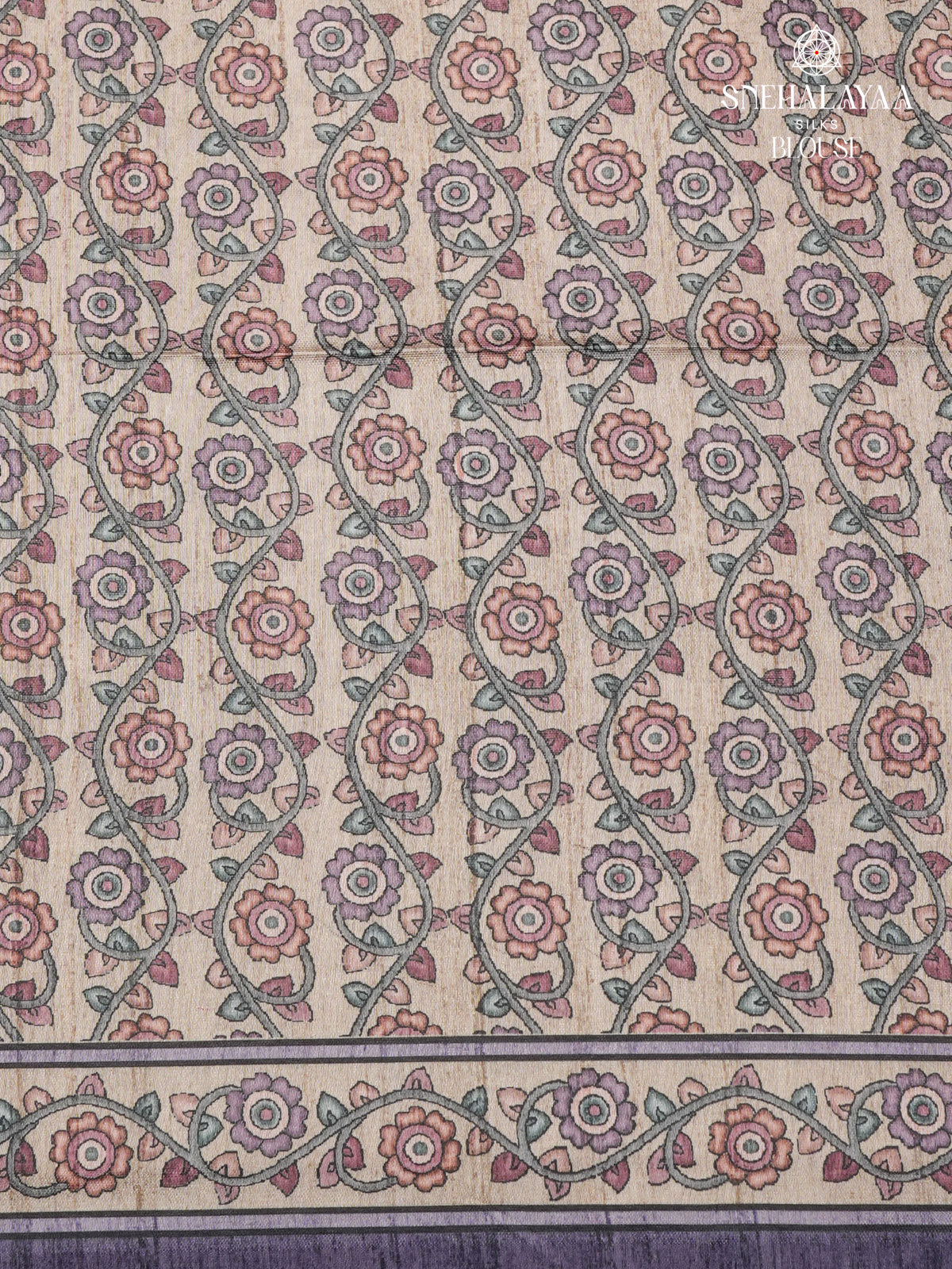 Purple Tussar Embroidery Saree