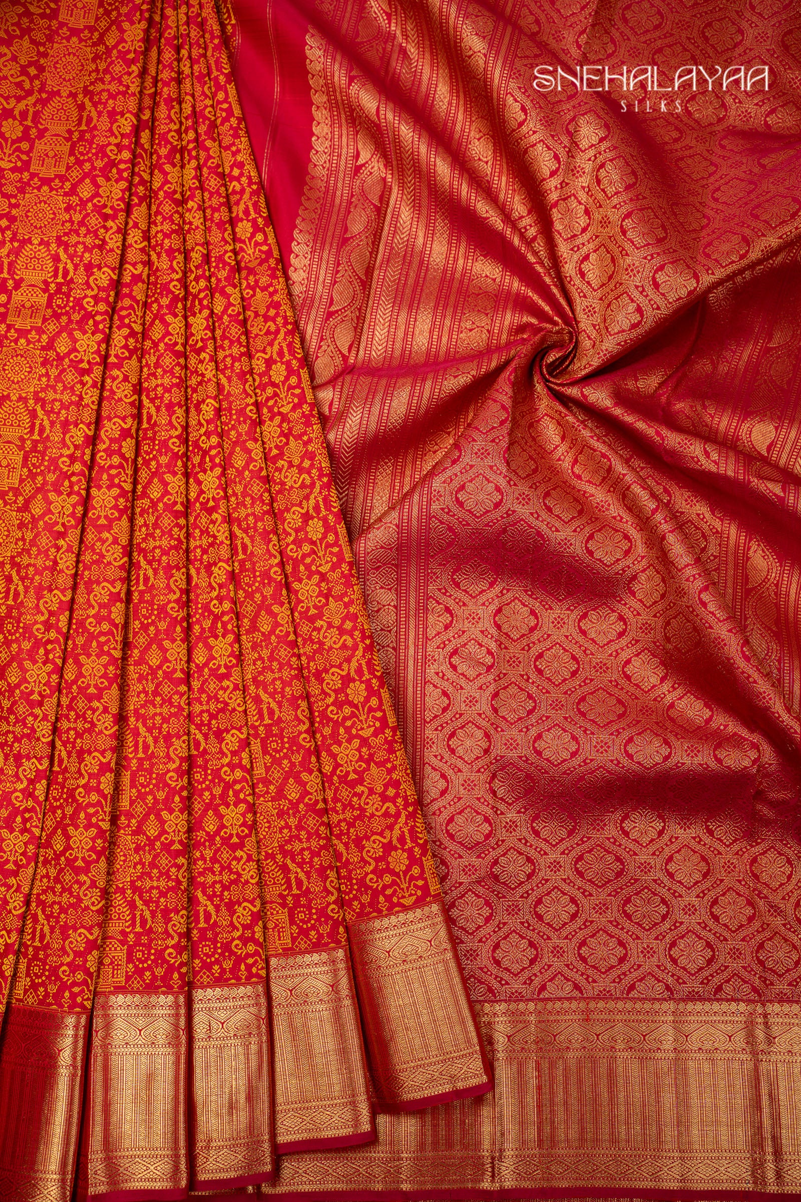 Crimson Red Kancheevaram Silk Saree