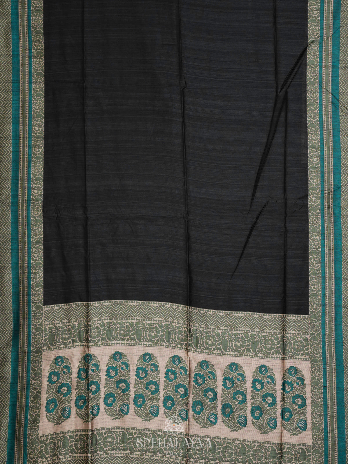 Black Munga Tussar Saree