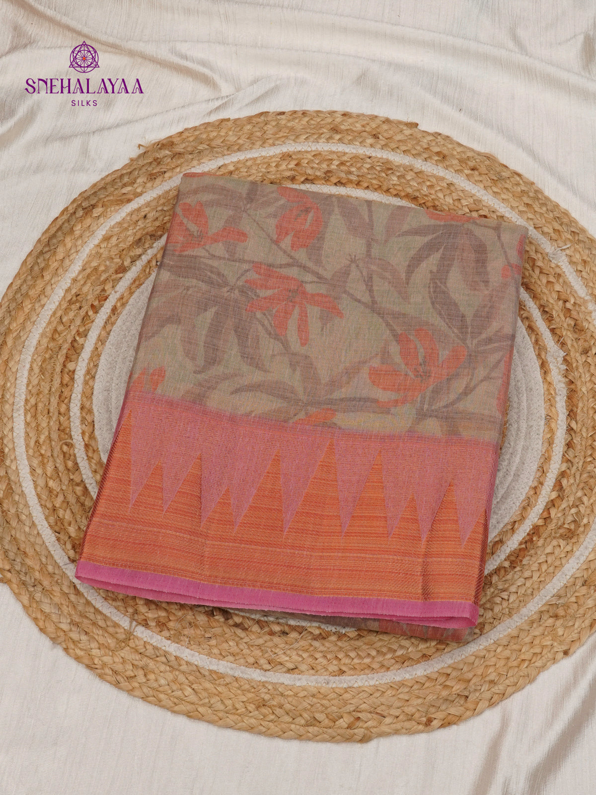 Brown Linen Tissue Saree