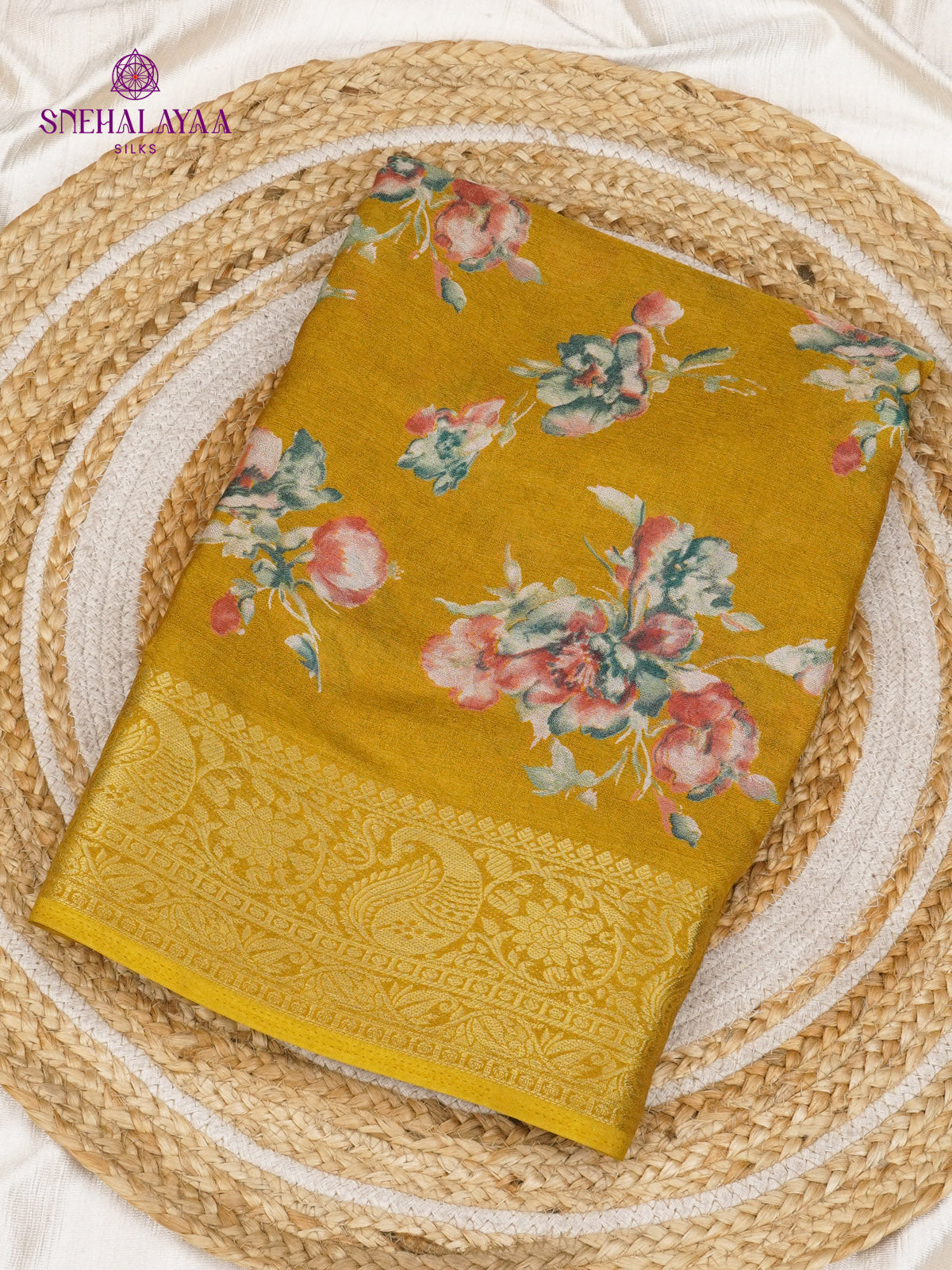 Mustard Yellow Dola Silk Saree