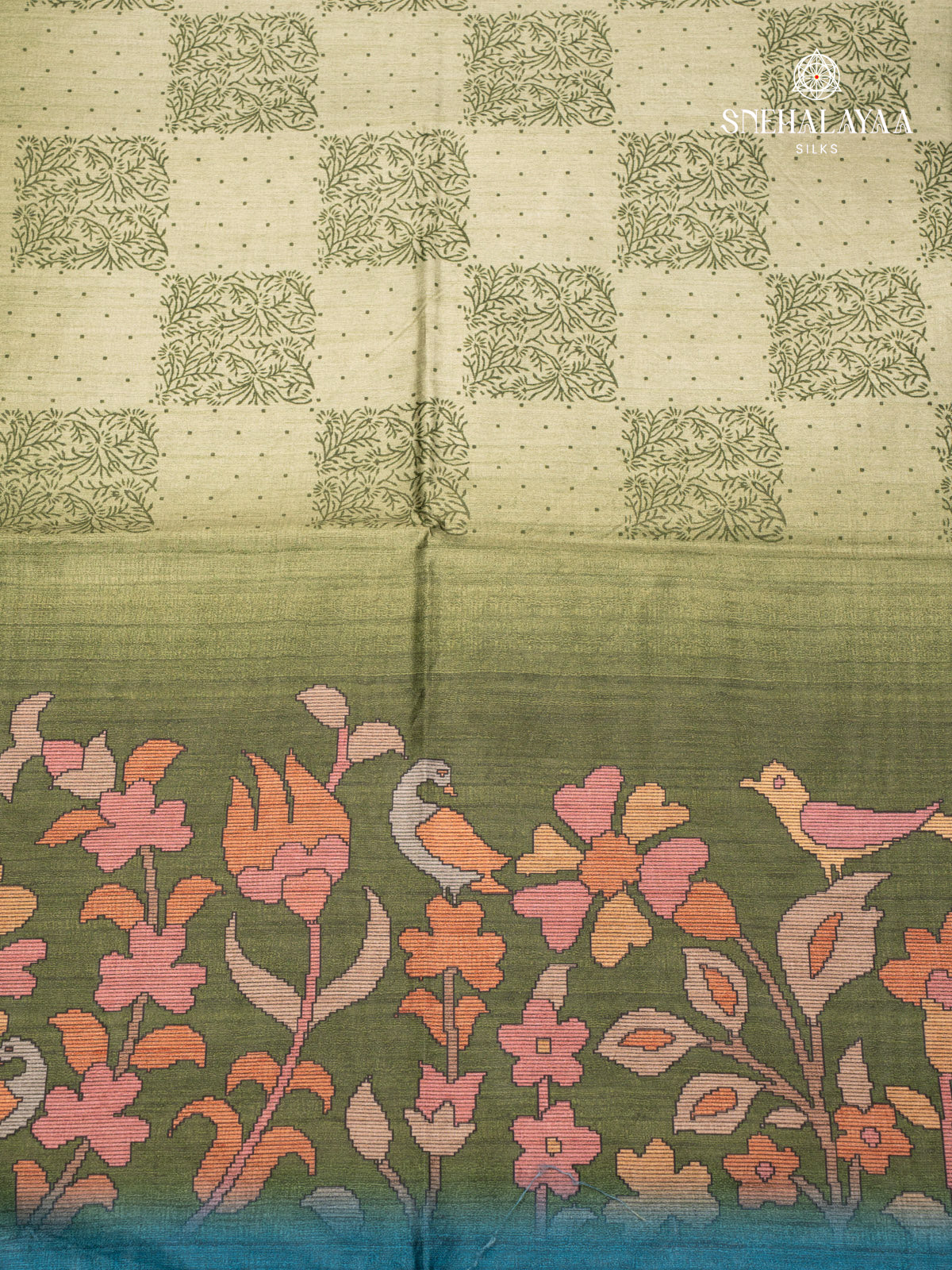 Olive Green Tussar Saree