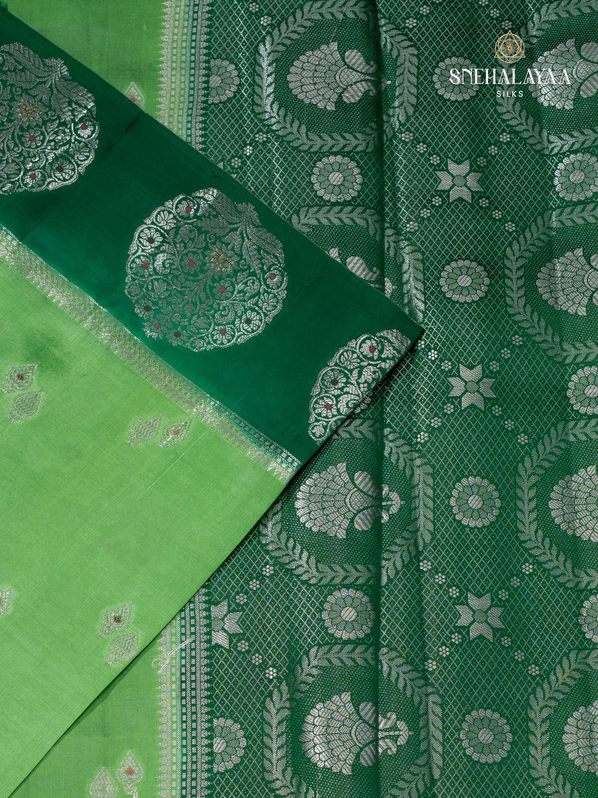 Green Banaras Dupion Saree