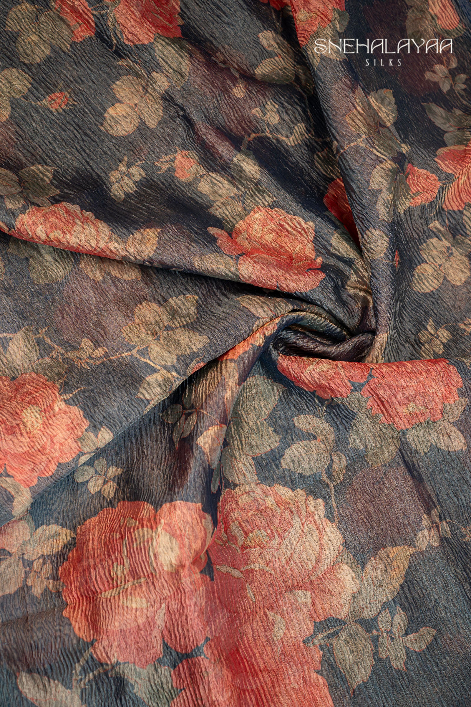 Aegean Blue Crush Tissue Saree