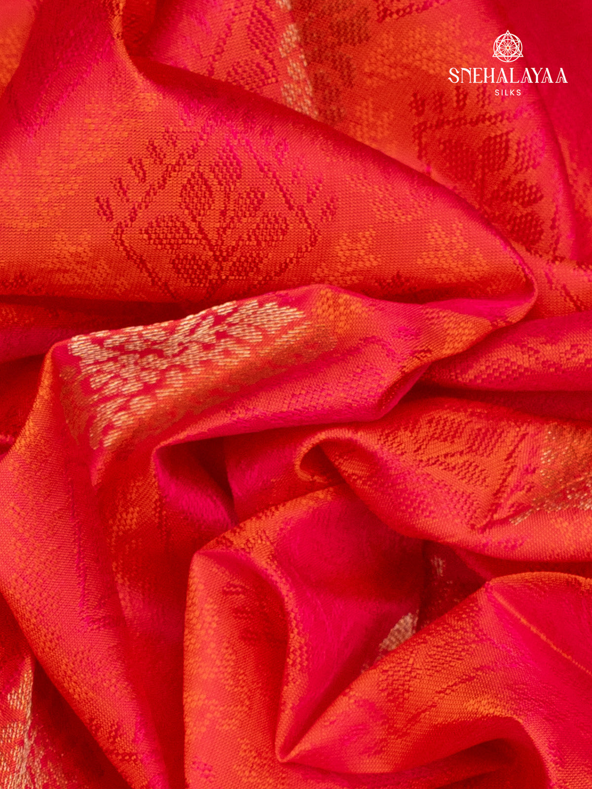 Sunset Orange Kanjivaram Silk Saree
