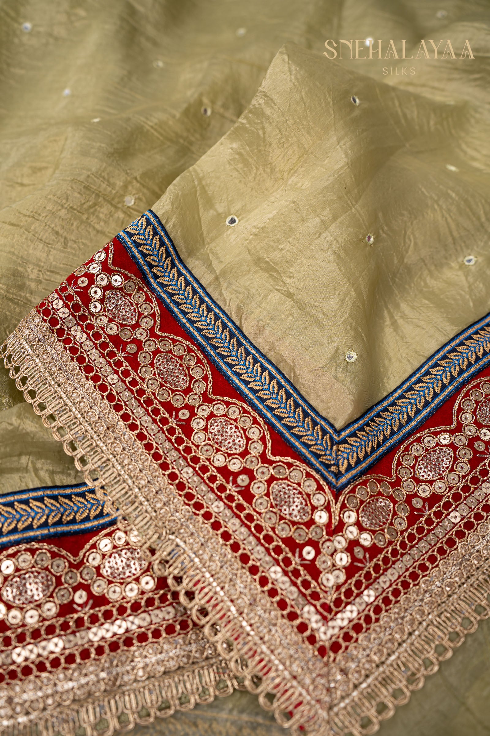 Olive Green Designer Saree