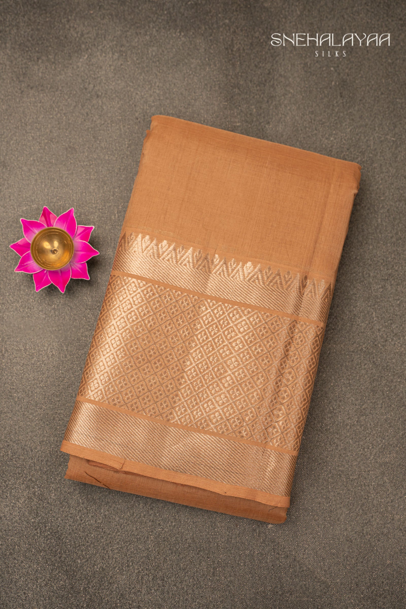 Tortilla Brown Mangalgiri Silk Saree