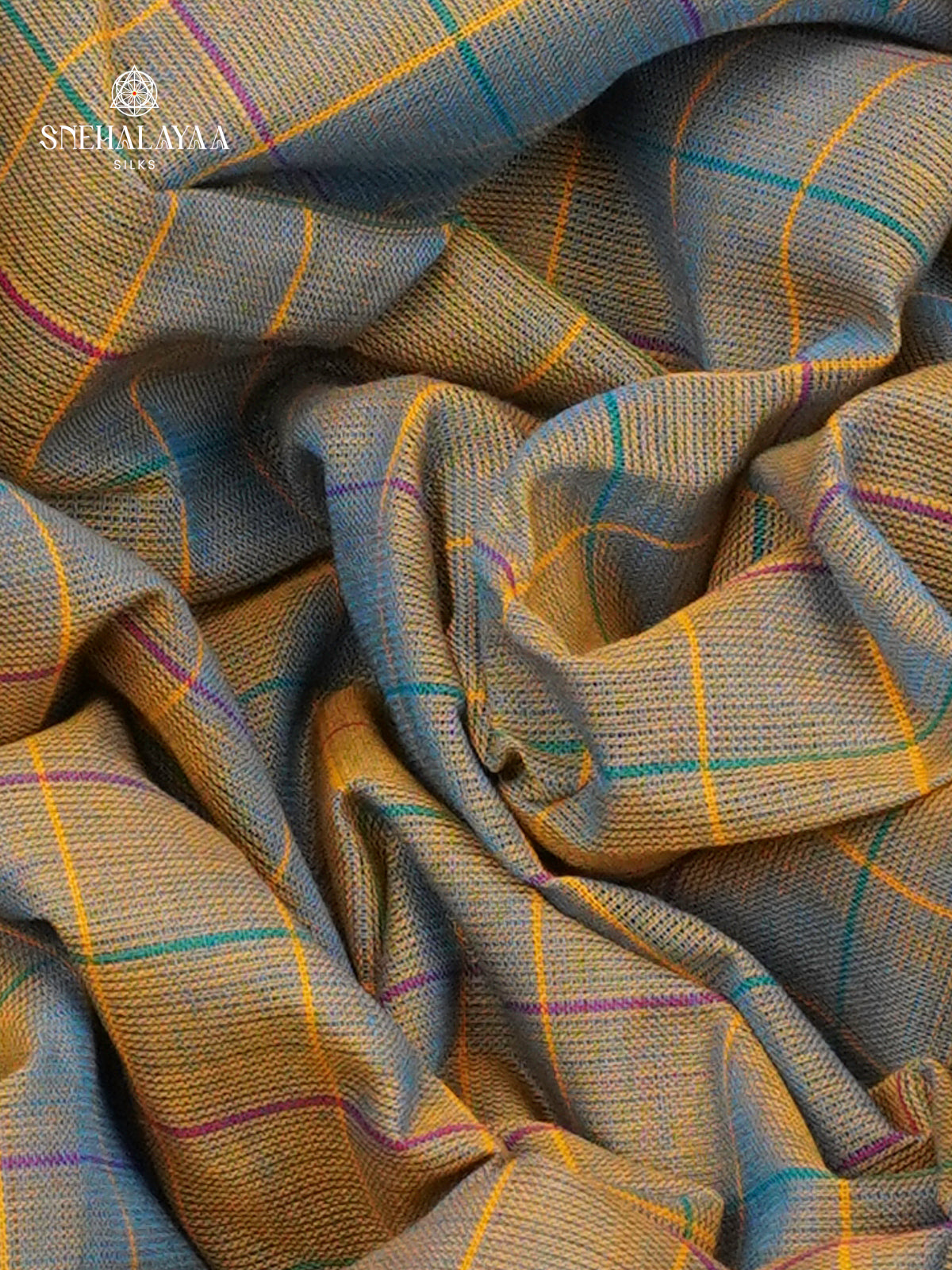 Checked Kanchi Cotton Saree with Traditional Irandu Karai Zari Borders