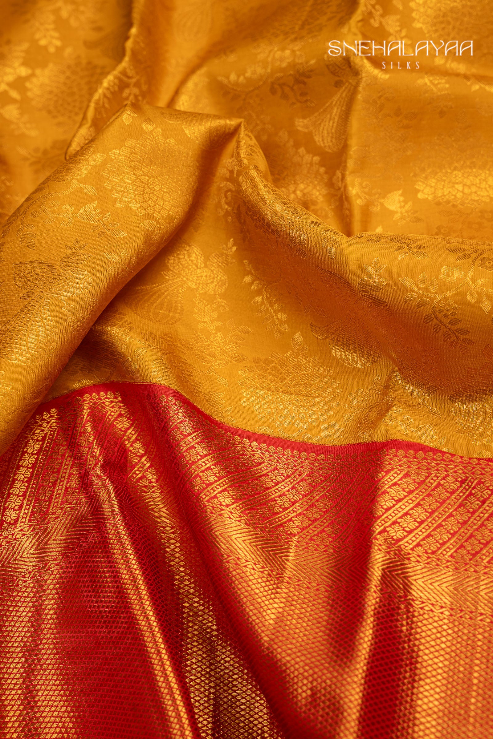 Mustard Yellow Kancheevaram Silk Saree