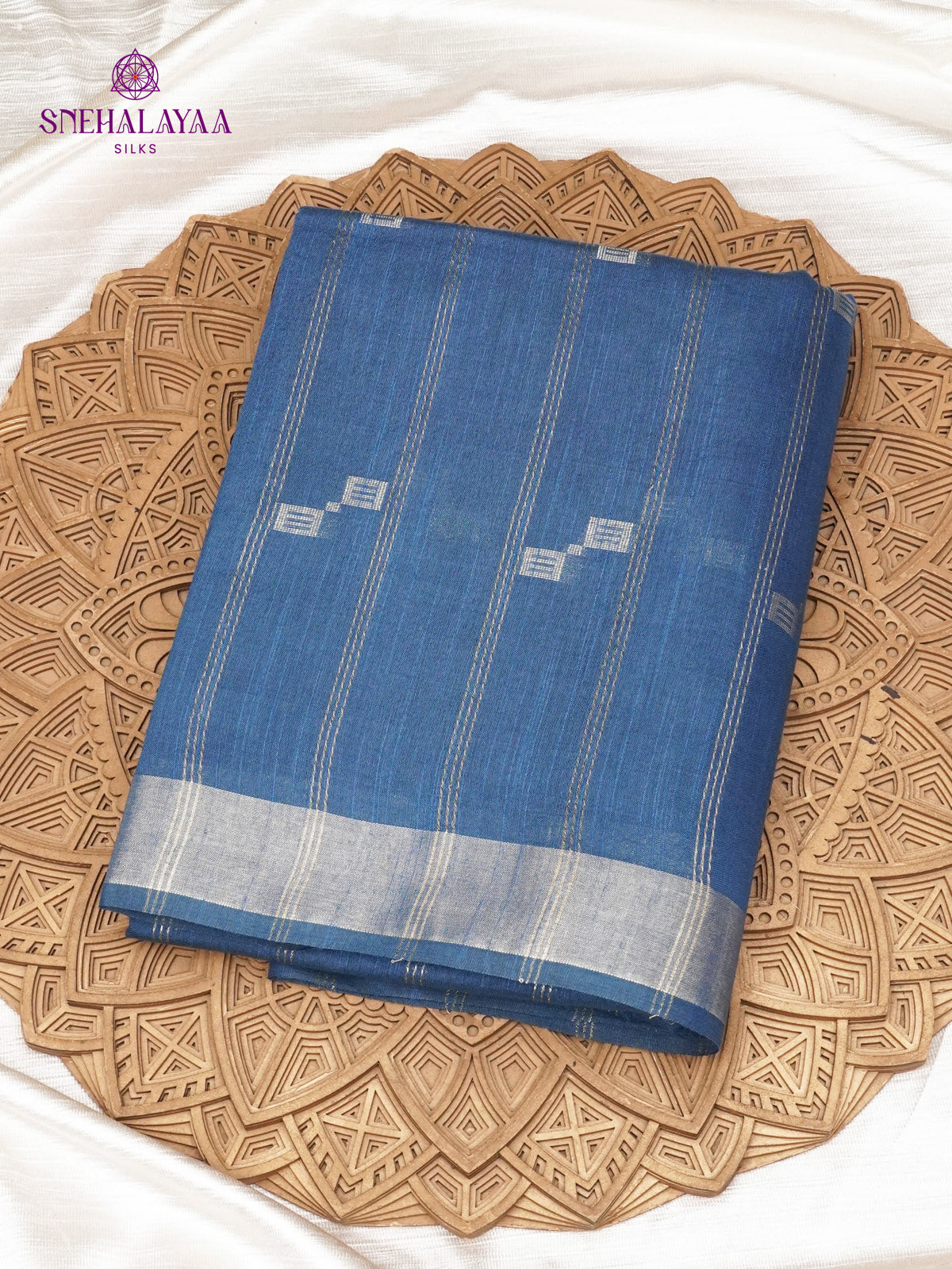 Navy Blue Bamboo Silk Saree