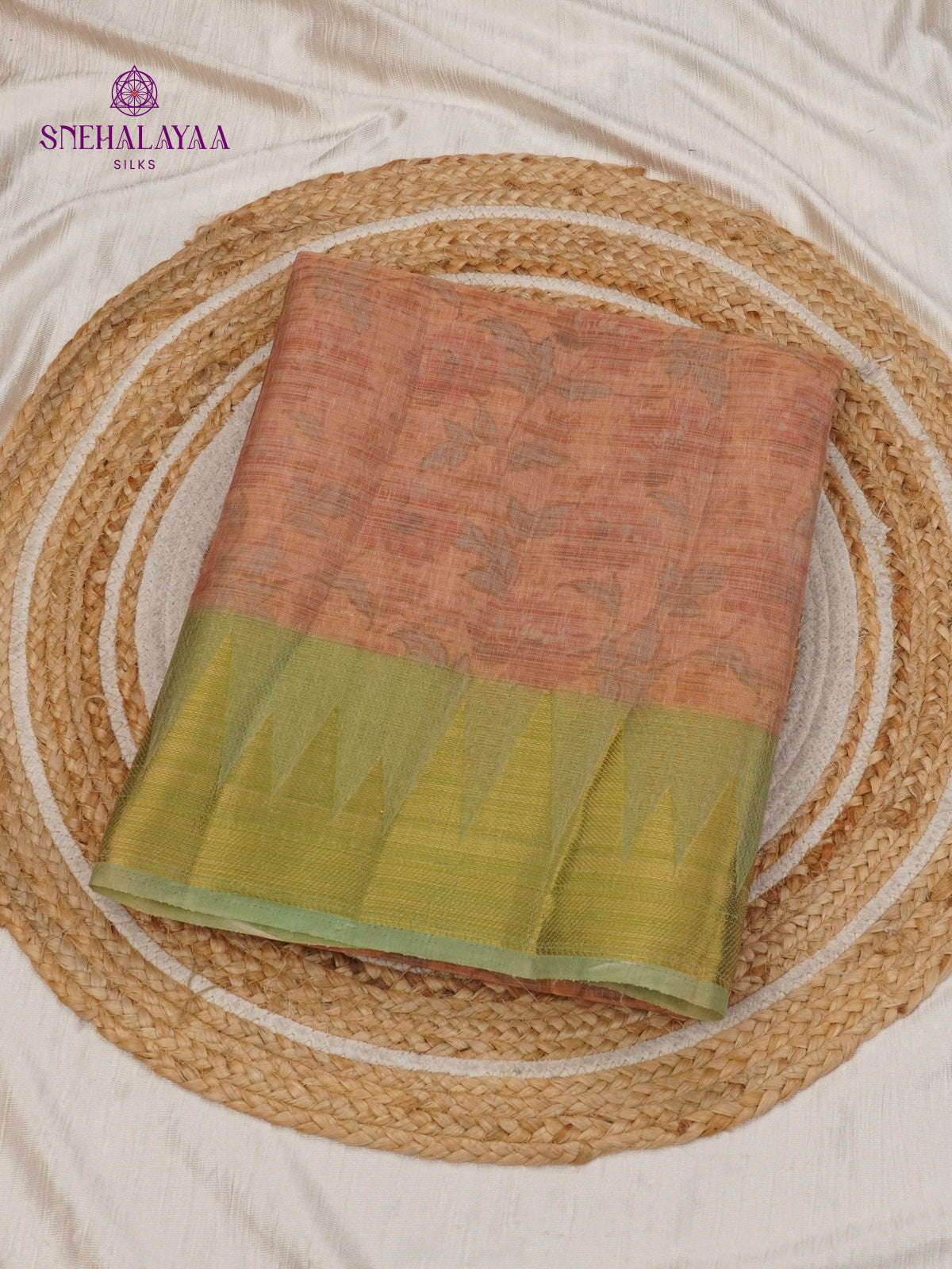 Peach Linen Tissue Saree