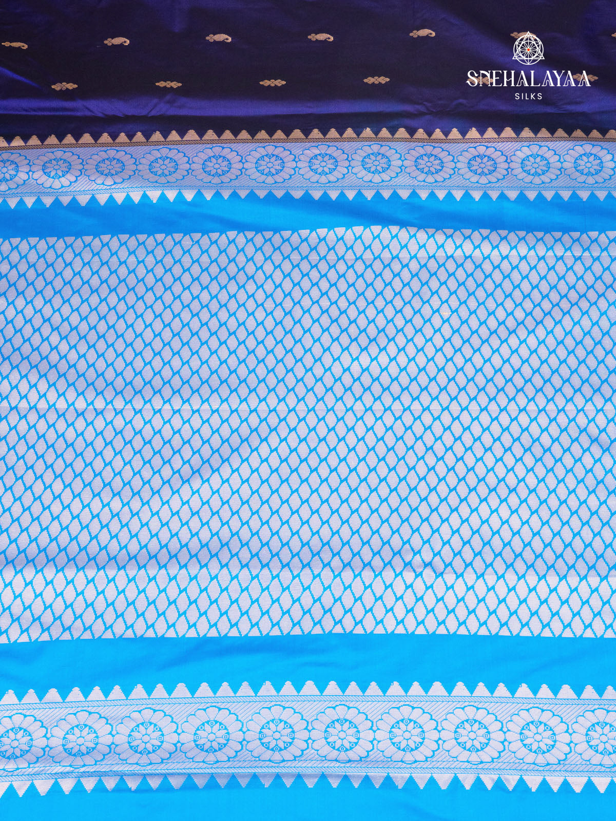 Navy Blue Gadwal Silk Saree