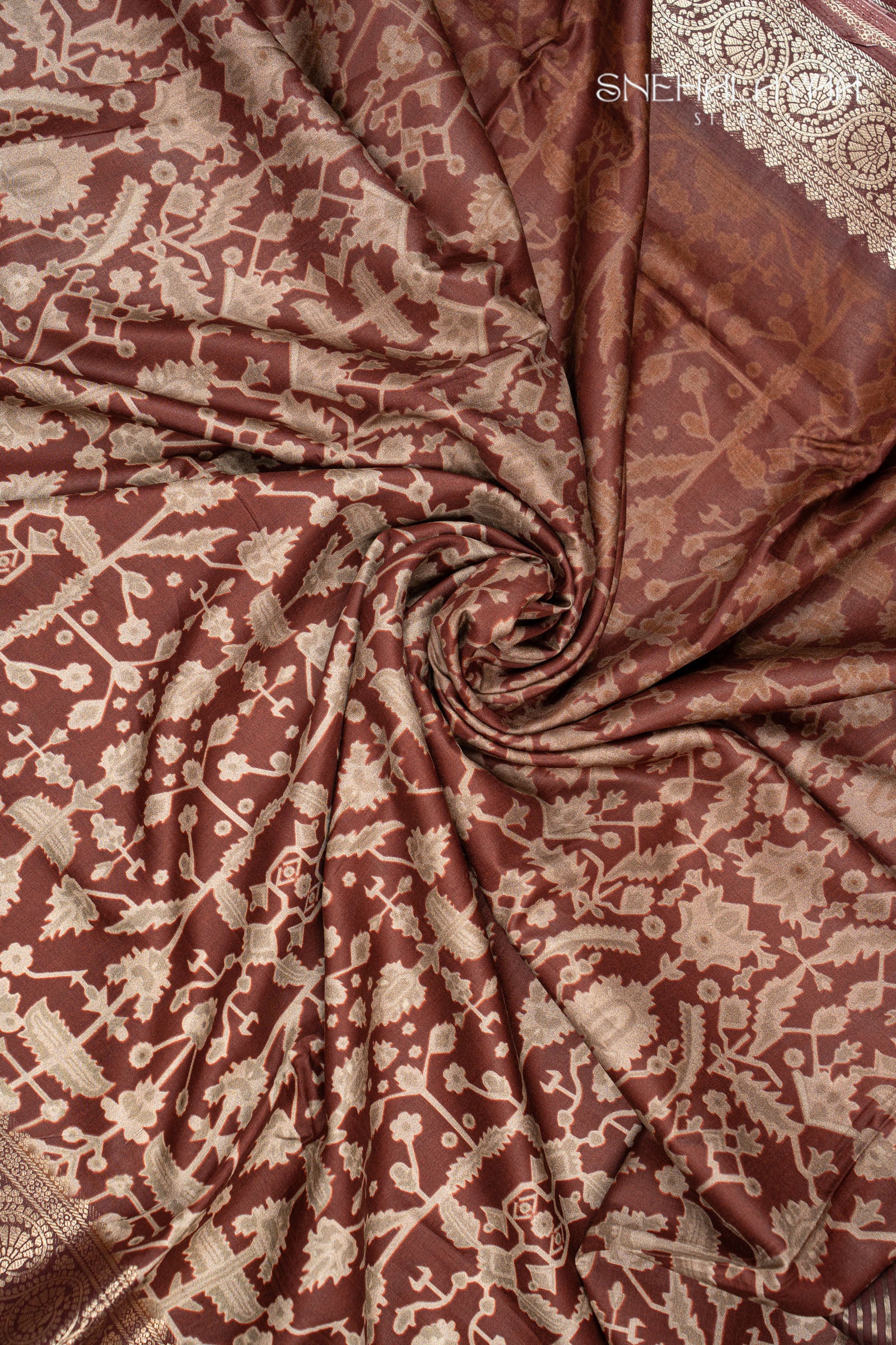 Cinnamon Brown Designer Saree