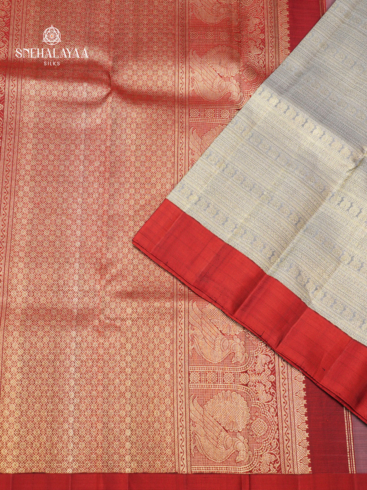 Silver Grey Kanjivaram Silk Saree