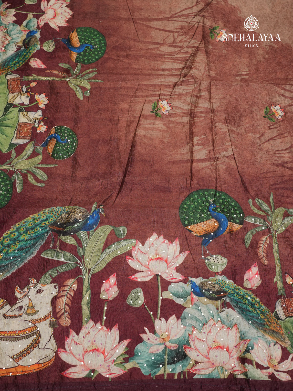 Brown Crush Embroidery Saree