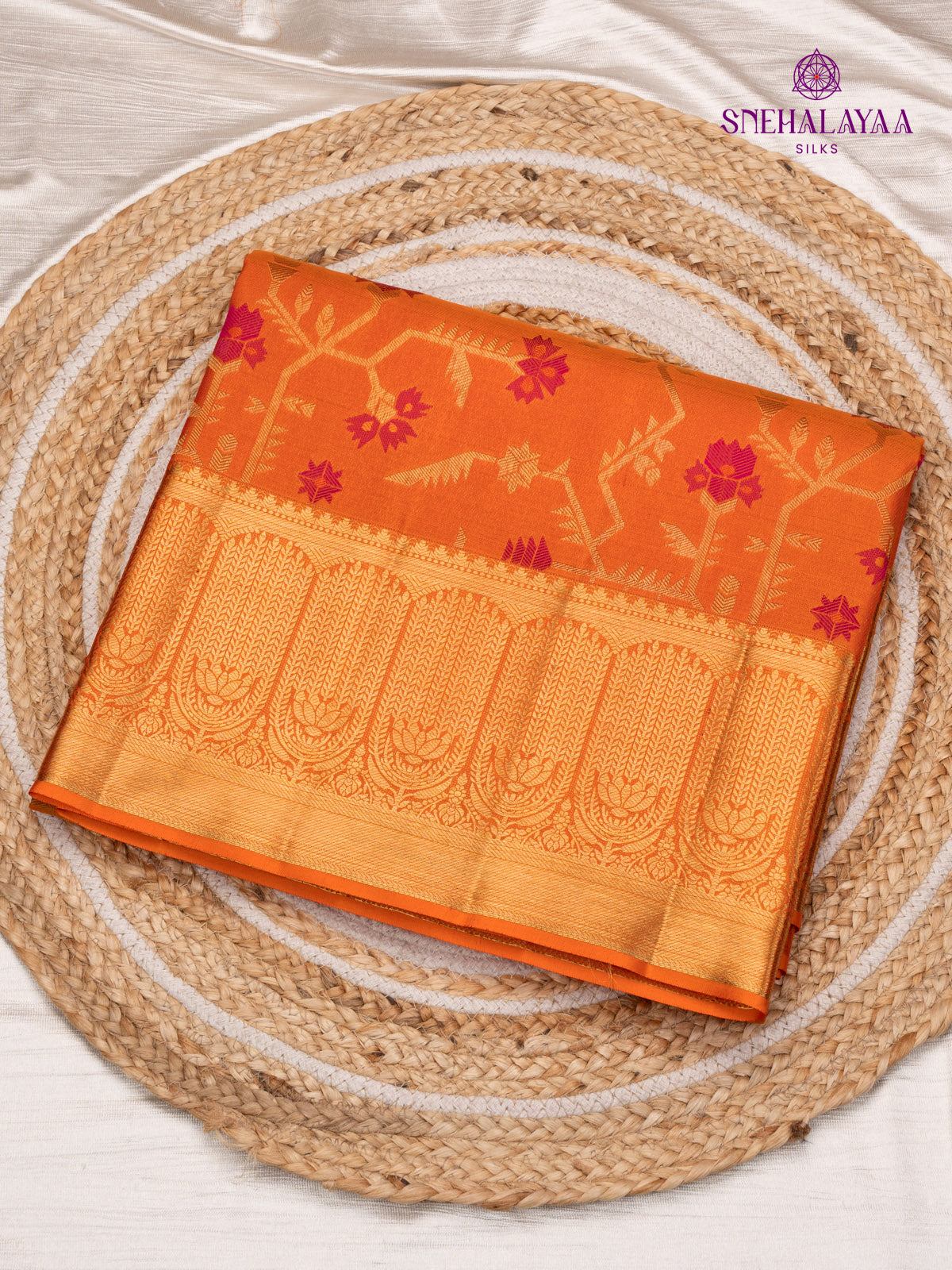Orange Kanjivaram Silk Saree