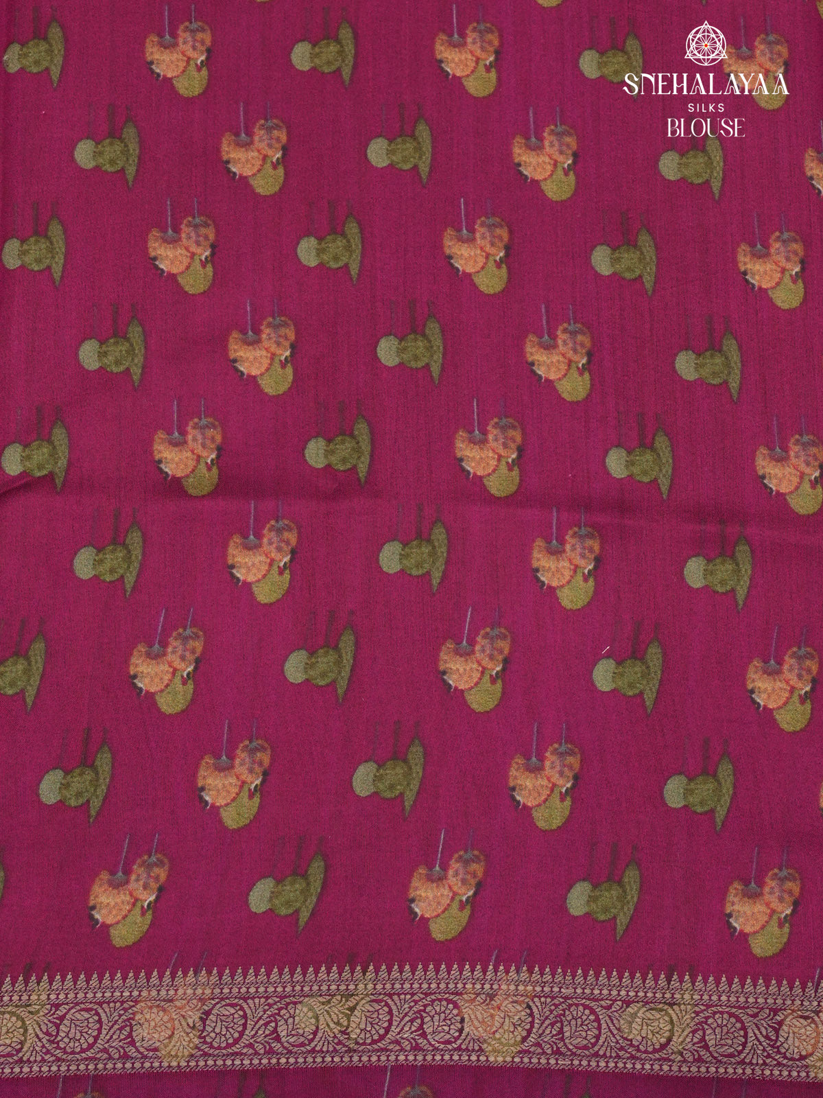 Magenta Chiniya Silk Saree