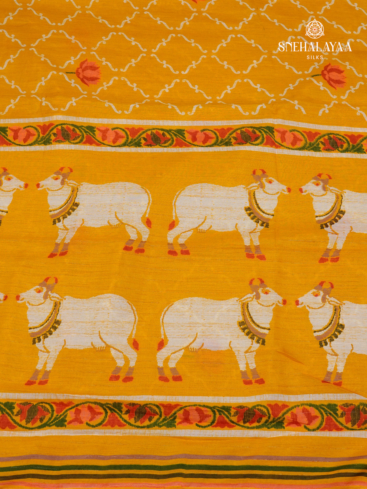 Mango Yellow Dola Silk Saree