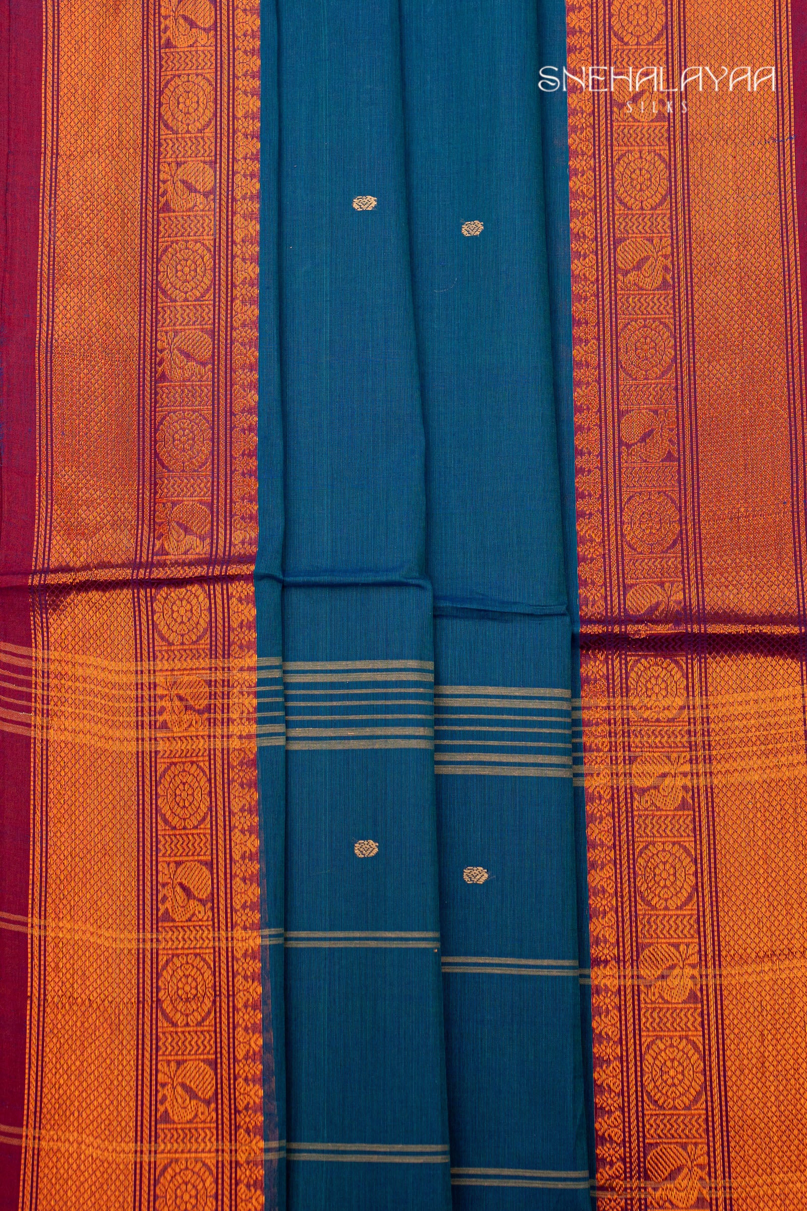 Aegean Blue Chettinad Cotton Saree