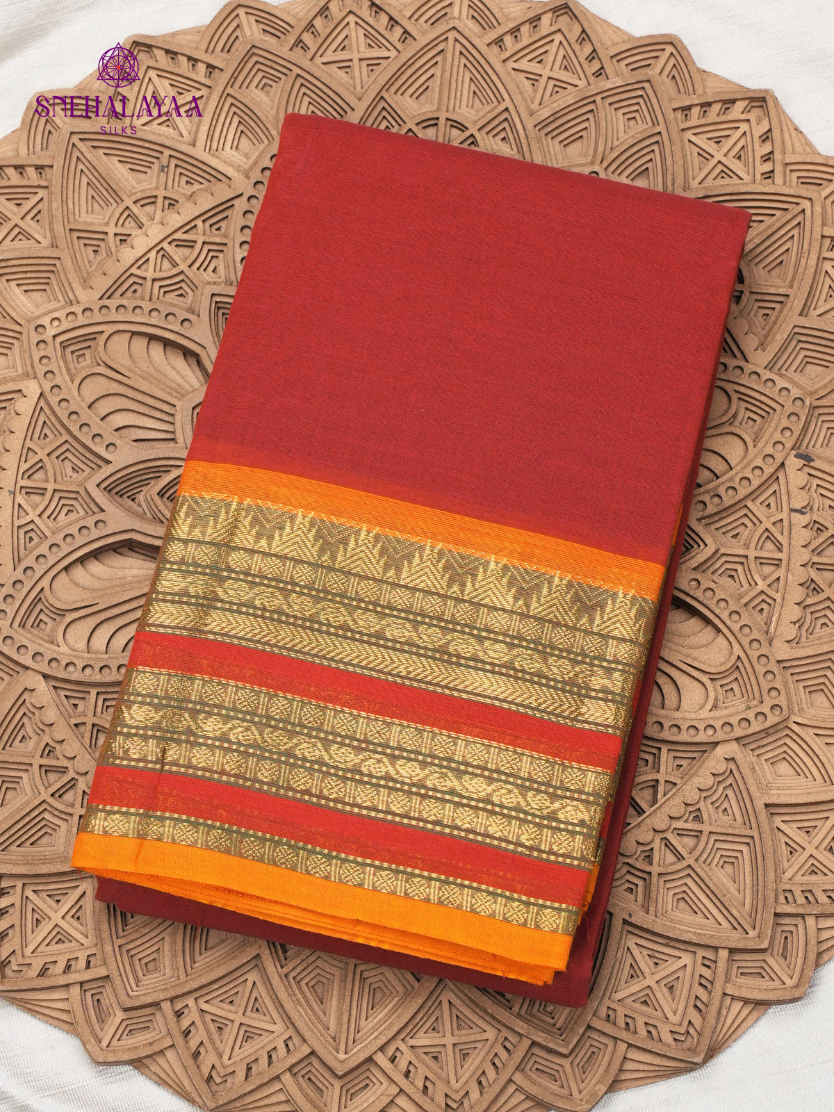 Red Chettinad Cotton Saree