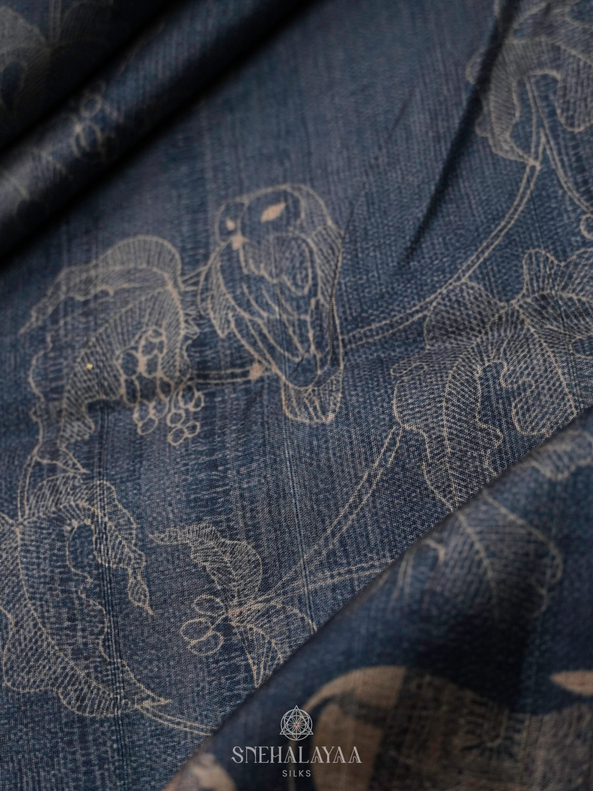 Teal Blue Tussar Saree