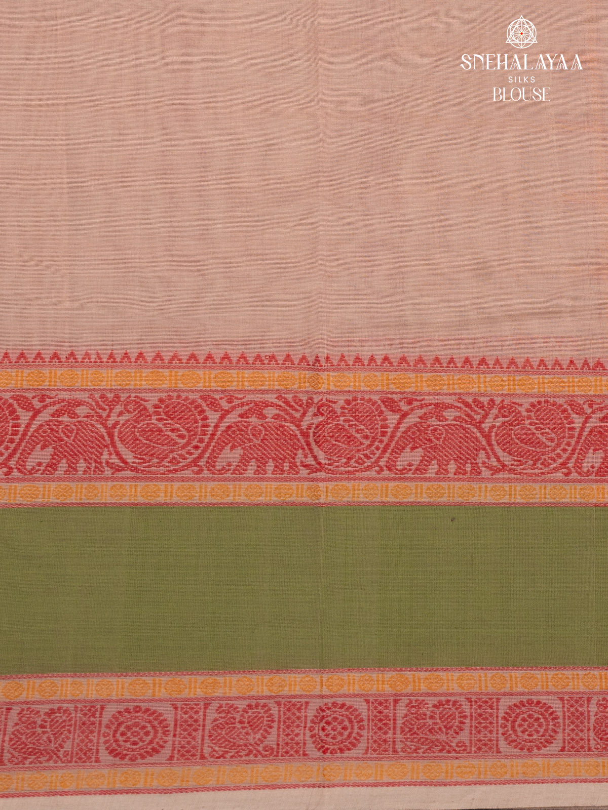 Peach Pure Kanchi Cotton Saree