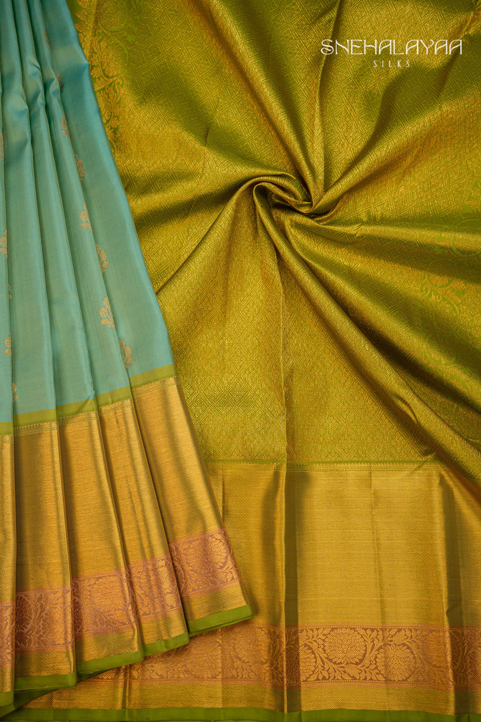 Seafoam Green Kancheevaram Silk Saree