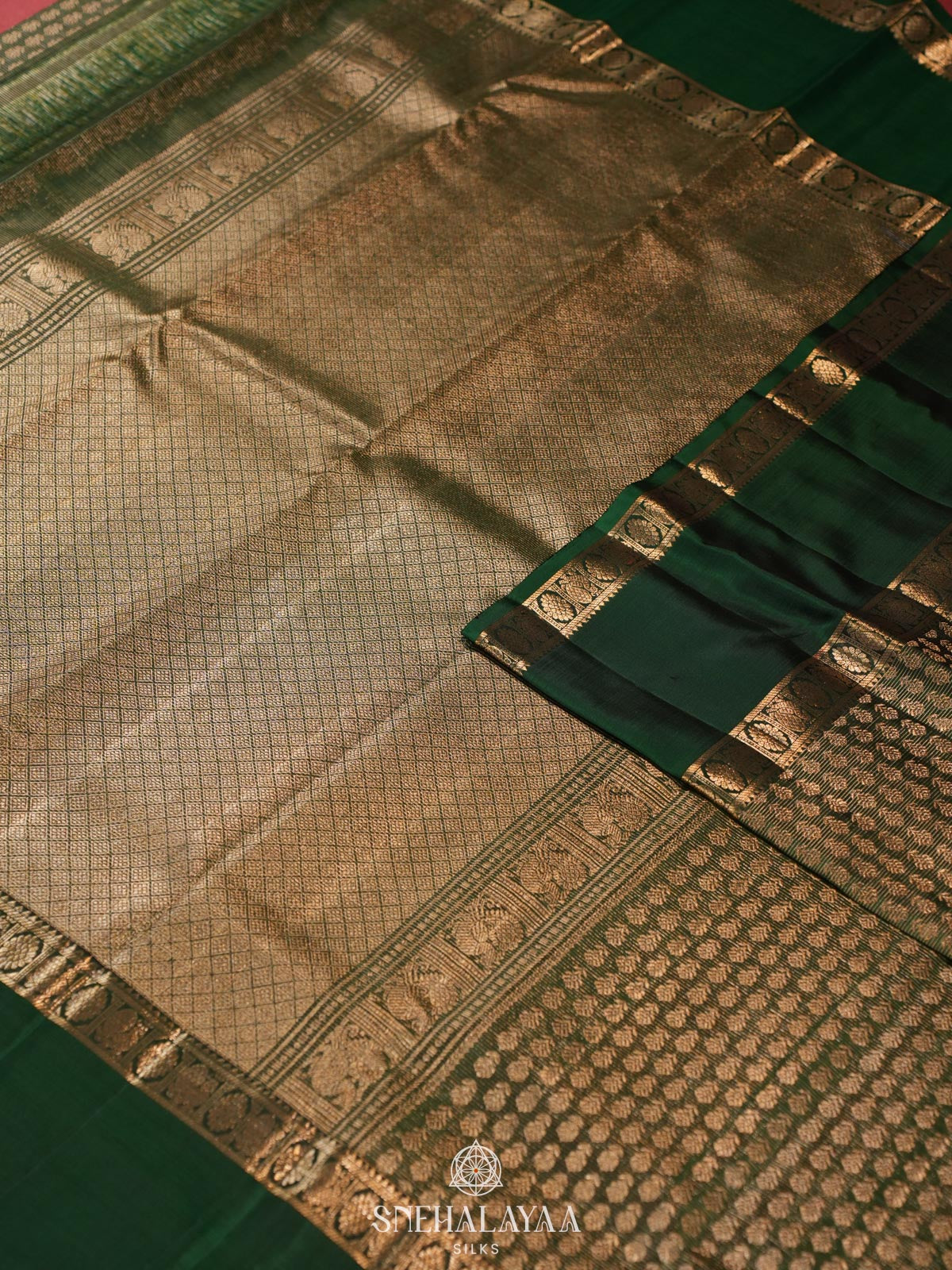 Bottle Green Kanjivaram Silk Saree