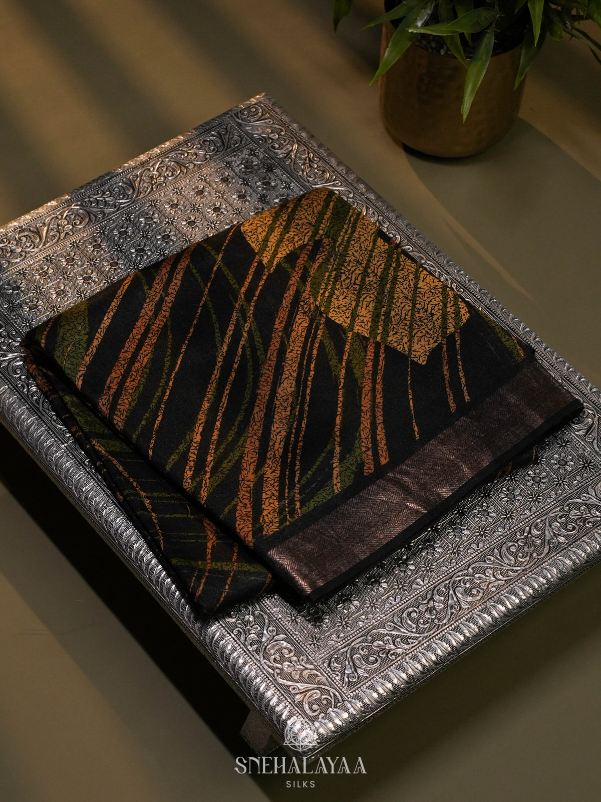 Black Chanderi Saree