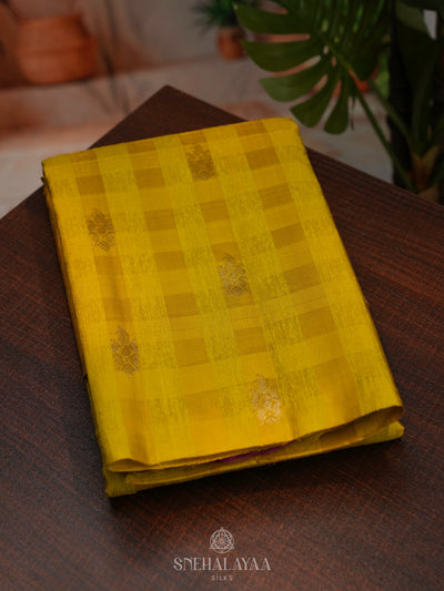 Yellow Kanchi Linen Silk Saree