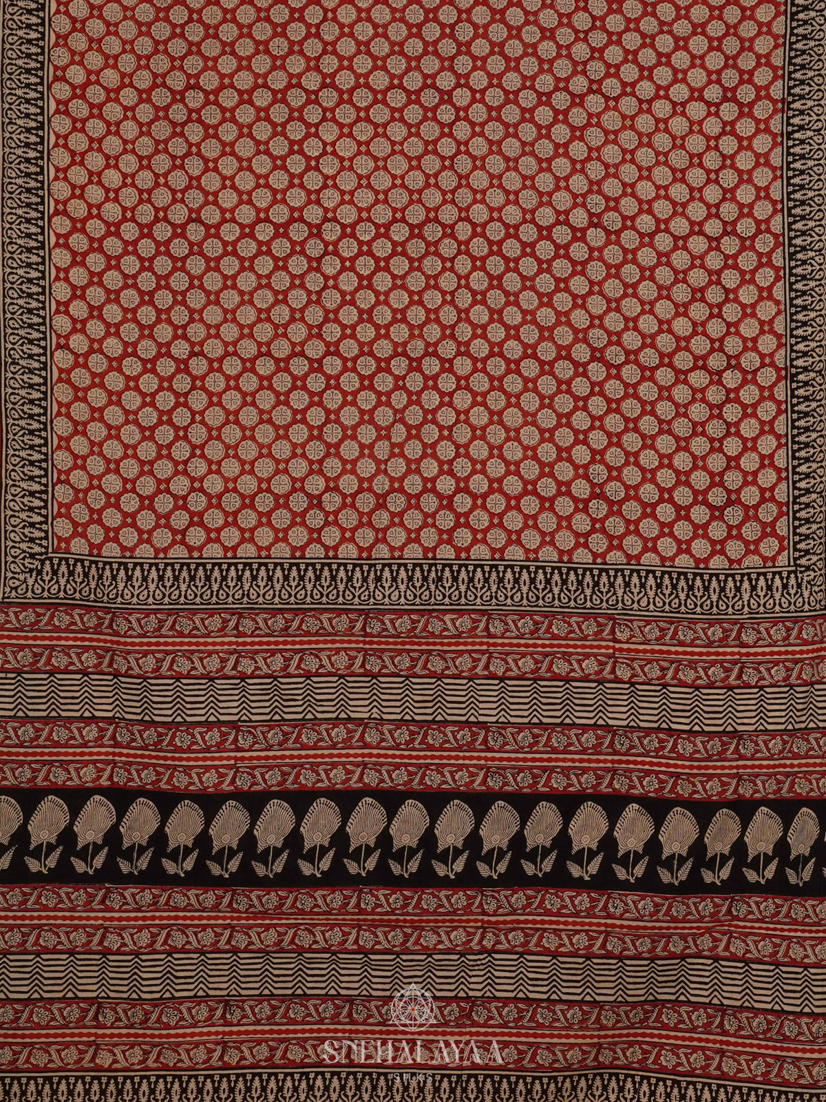 Red Jaipur Cotton Saree