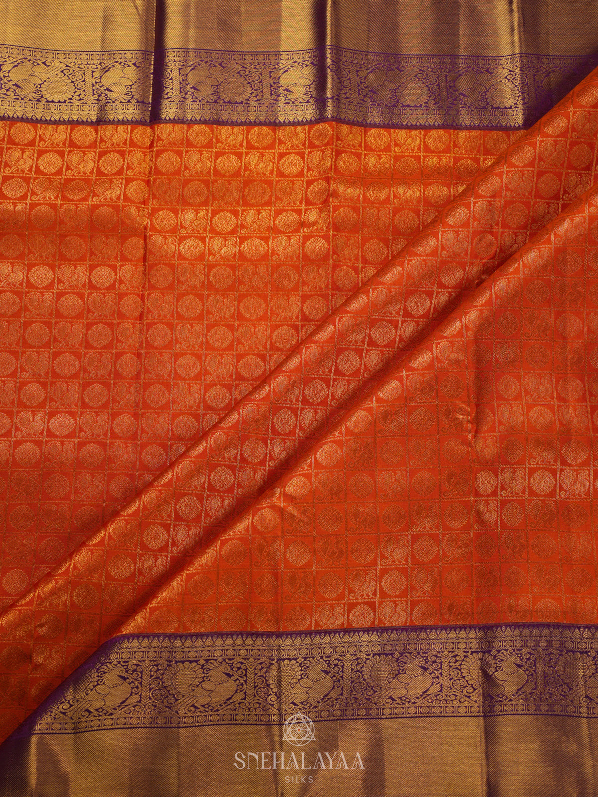 Orange Kanjivaram Silk Saree