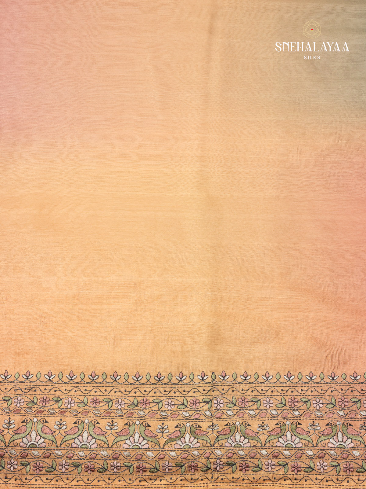 Orange Linen Embroidery Saree