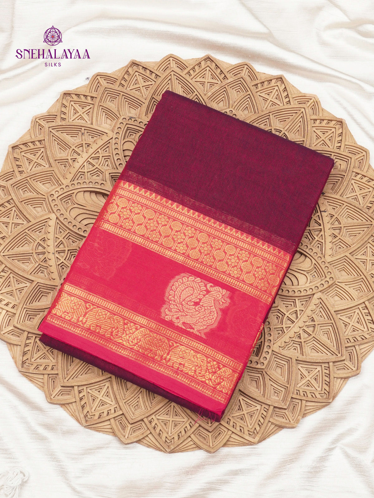 Maroon Chettinad Cotton Saree