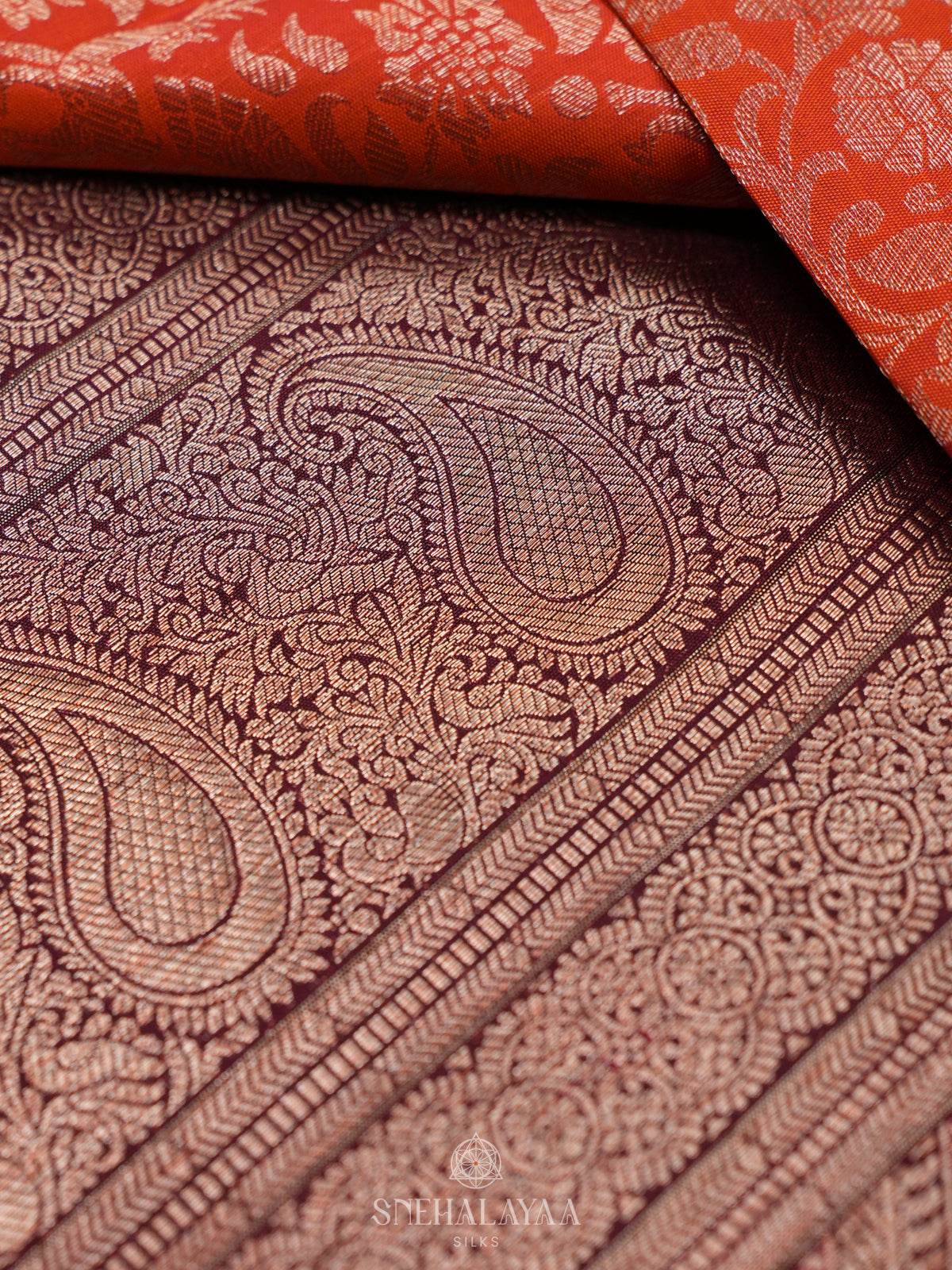 Orange Kanjivaram Silk Saree
