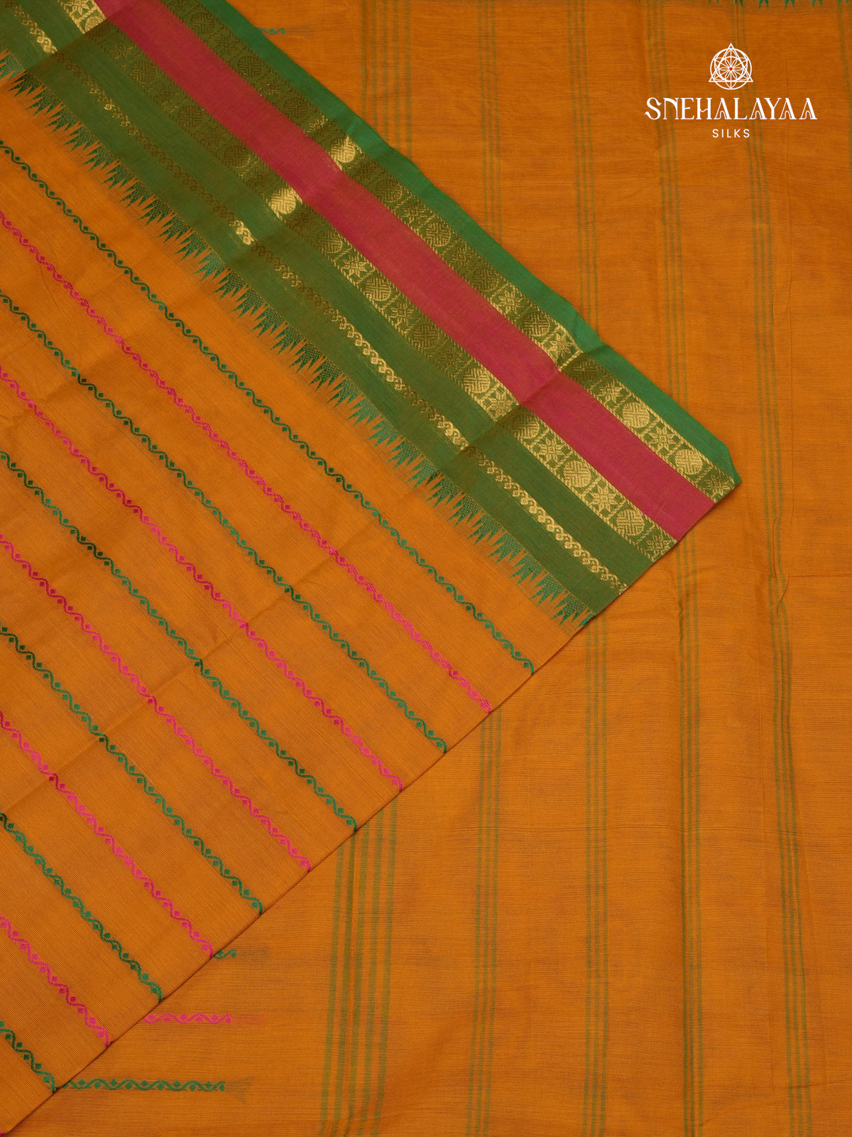 Mustard Chettinad Cotton Saree