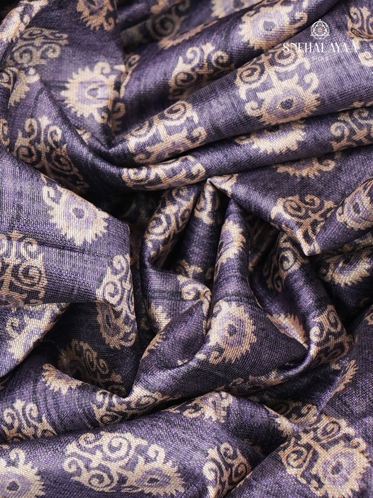Purple Tussar Embroidery Saree