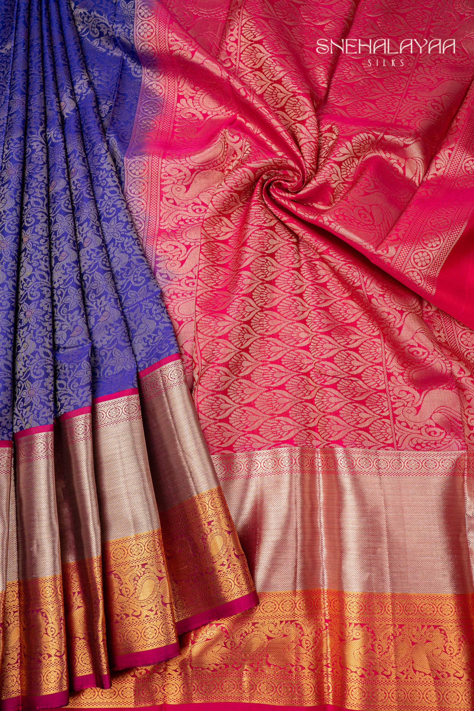Admiral Blue Kancheevaram Silk Saree
