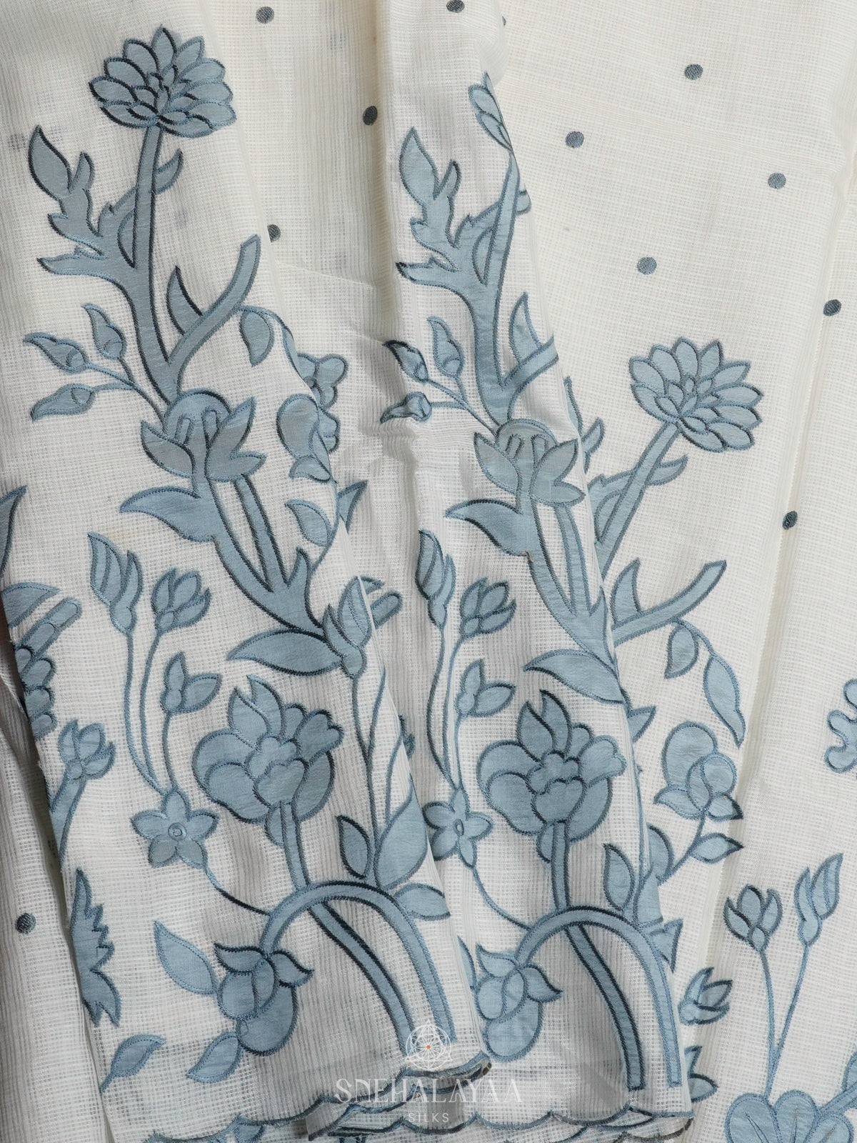 Off White Kota Embroidery Saree