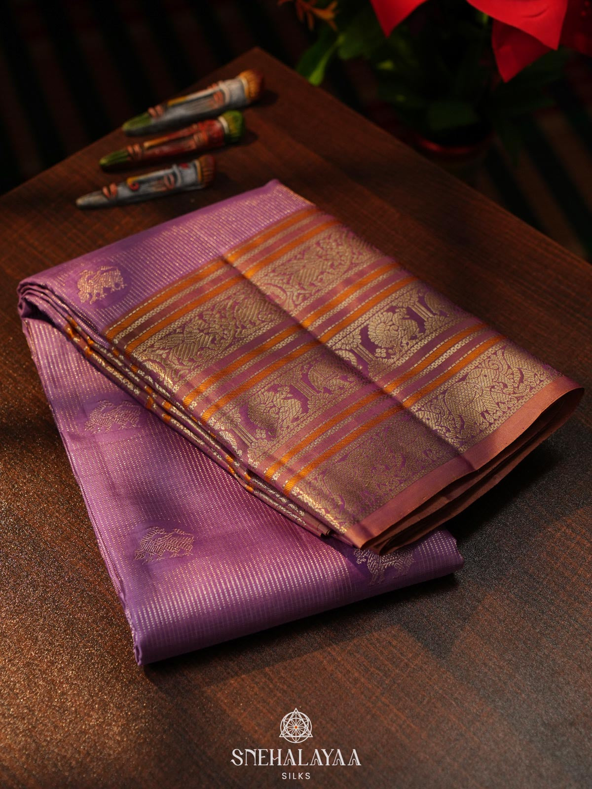 Lilac Kanjivaram Silk Saree