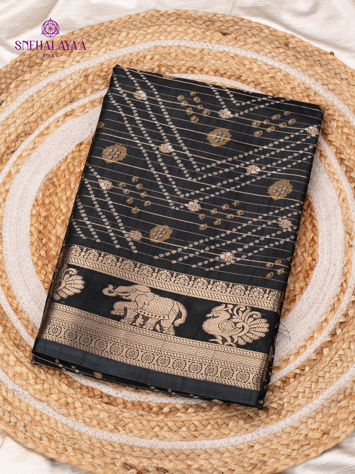 Black Dola Silk Saree