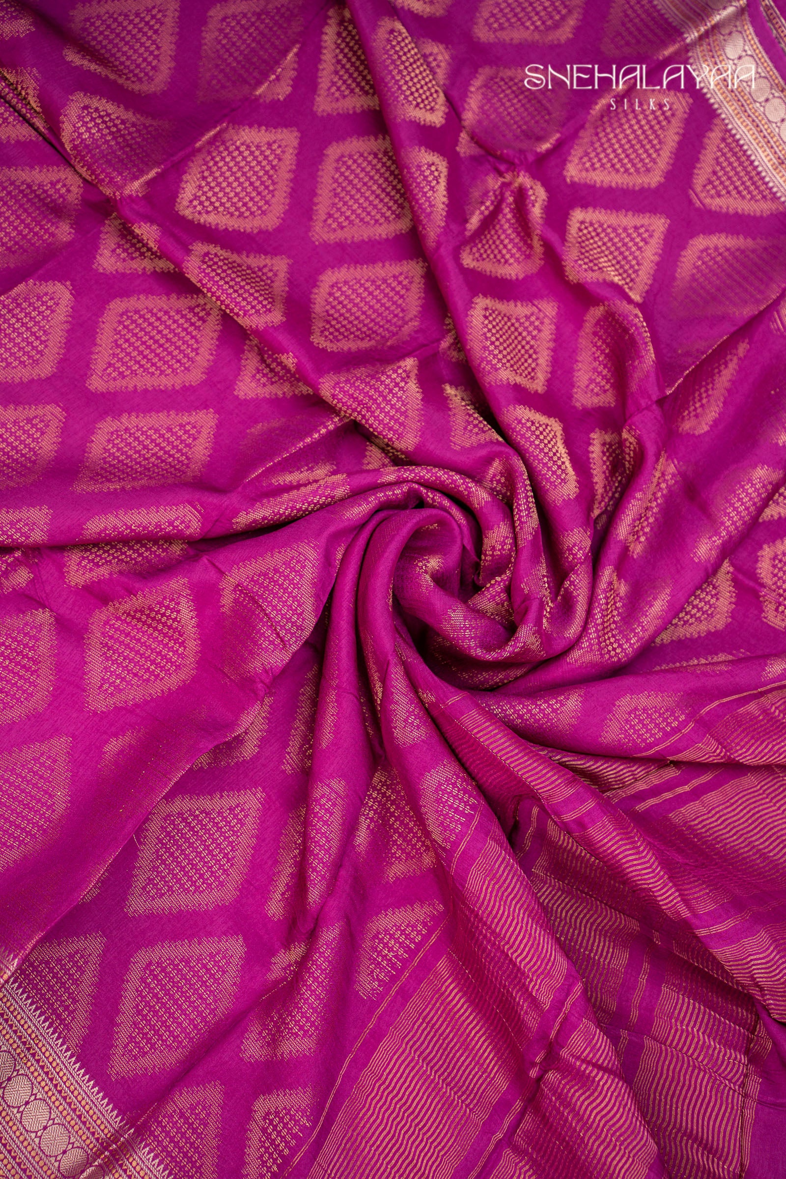 Magenta Purple Chinon Silk Saree