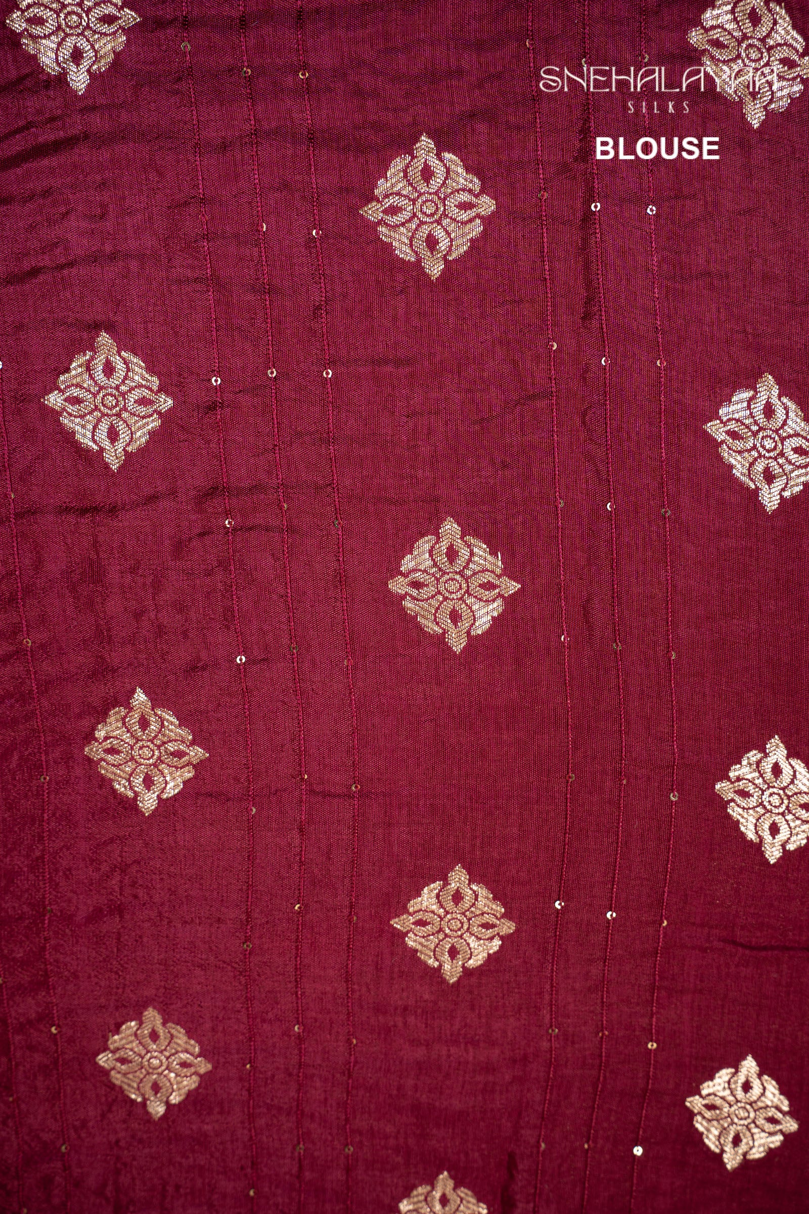 Maroon Semi Banaras Chiffon Saree