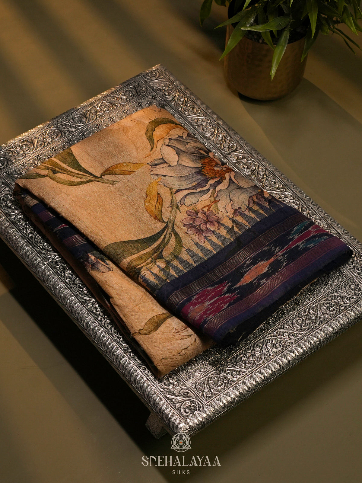 Sandal Munga Tussar Saree