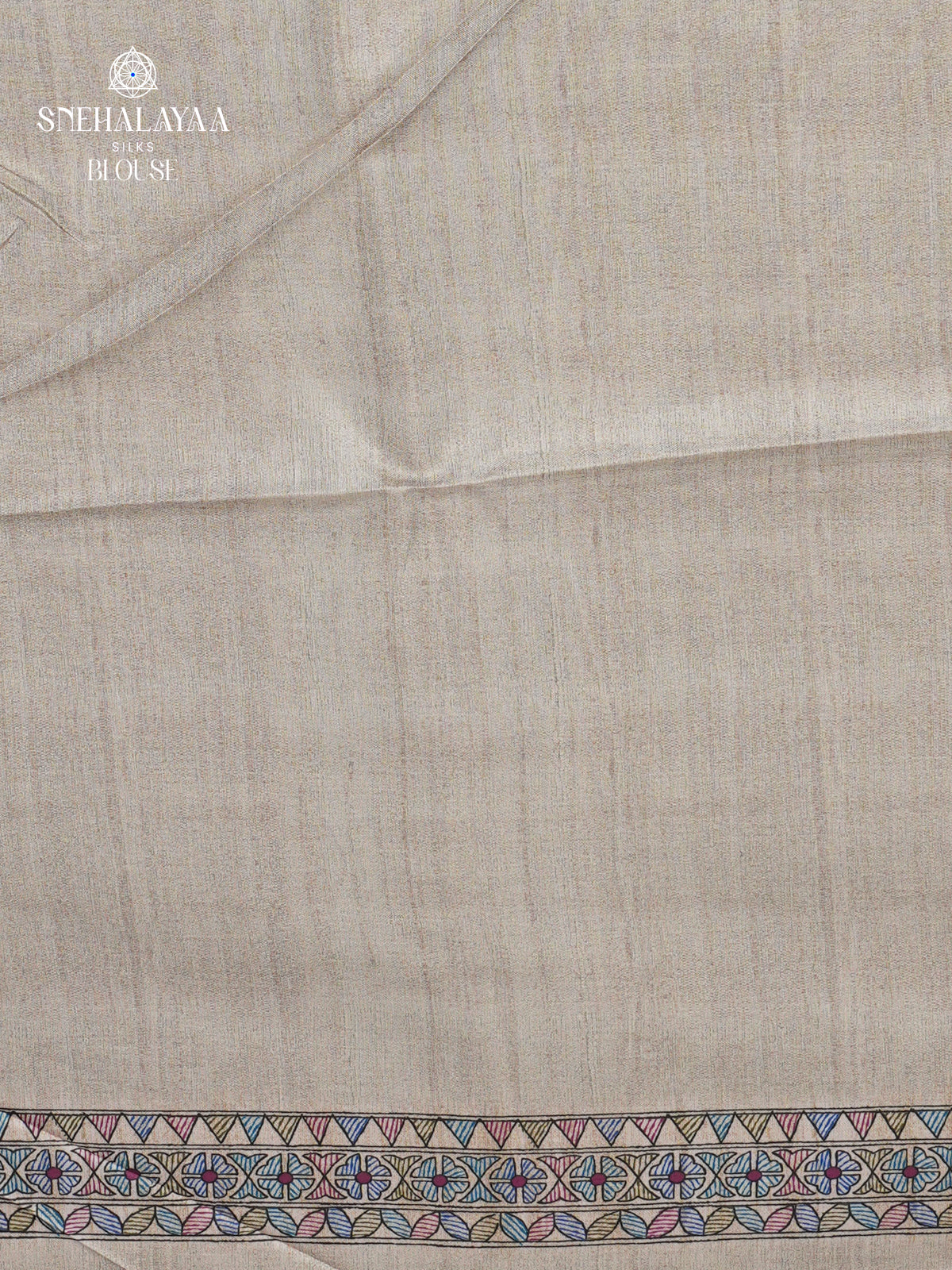 Beige Madhubani Printed Saree