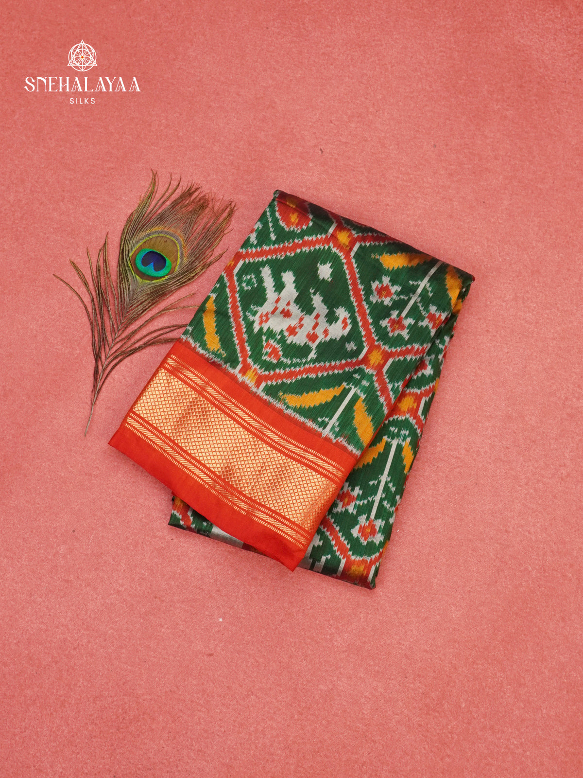 Forest Green Ikat Saree